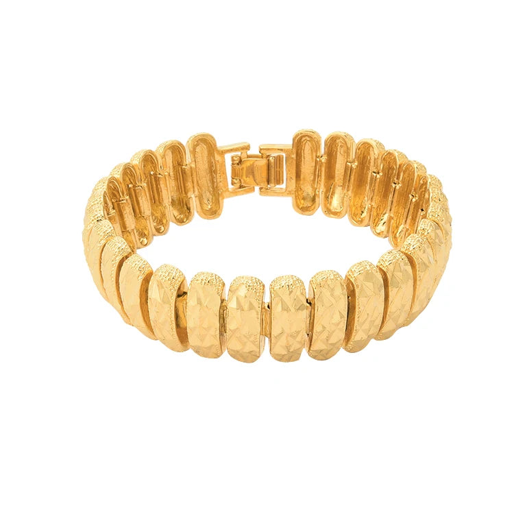 JXX JSL-144-17N Luxury Fashion Bracelet Bangle 24K Gold Plated Brass Jewelry