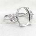 Sterling Silver 10*14mm Semi Mount Ring Empty Frame Blank Support Claws Setting S925 Base Holder Without Center Stone for Inlay