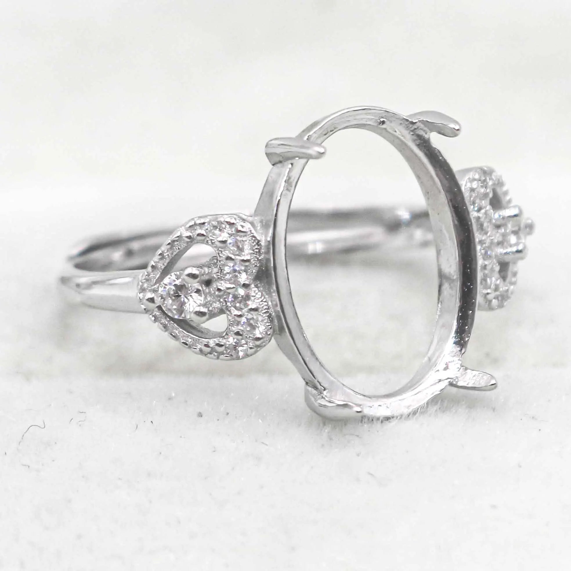 Sterling Silver 10*14mm Semi Mount Ring Empty Frame Blank Support Claws Setting S925 Base Holder Without Center Stone for Inlay