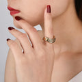 New Arrival Unique Hammered Wave Band Rings Punk Irregular Geometric Gold Plated Brass Fashion Jewelry Rings for Women