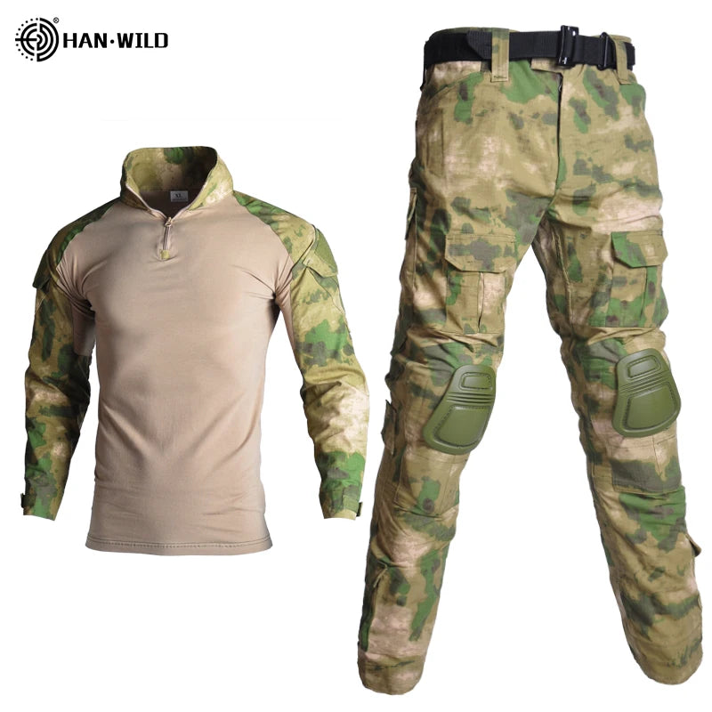 HAN WILD Men's Tactical Uniform Jacket and Pants Camouflage Fast Assault Suit