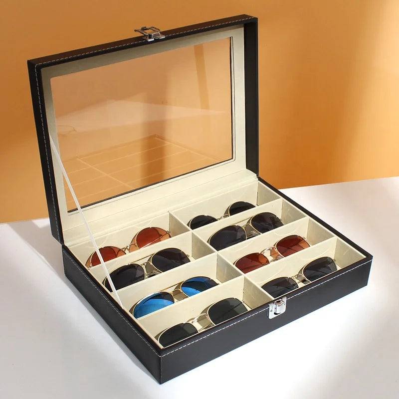 Sunglasses Trays Glasses Display Box 6 Grids Watch Glasses Box Transparent Cover Optical Sunglasses Storage Box Gl