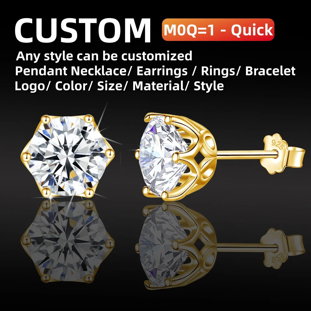 Luxury Quality Jewelry Wholesale Filigree Moissanite Earrings VVS1 Woman Engagement 925 Silver 2 Carats Flower Shape Trendy Stud