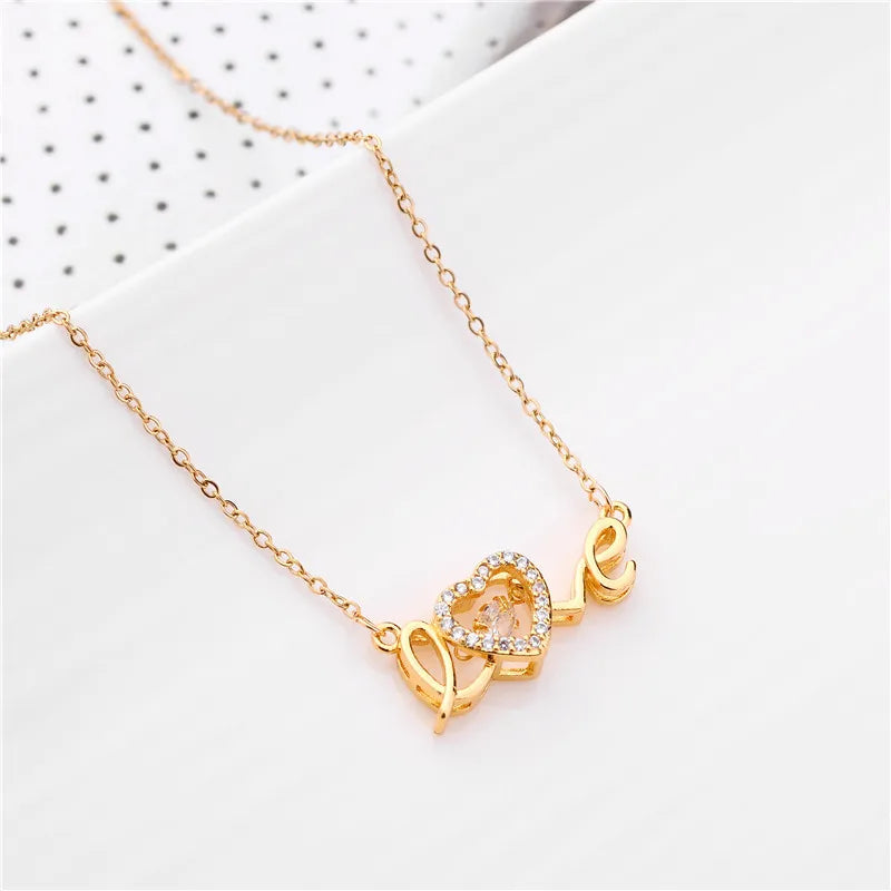 Newest Women's Titanium Steel Necklace Heartbeat Clavicle Chain Love Letter Pendant for Valentine's Stainless Steel Christian