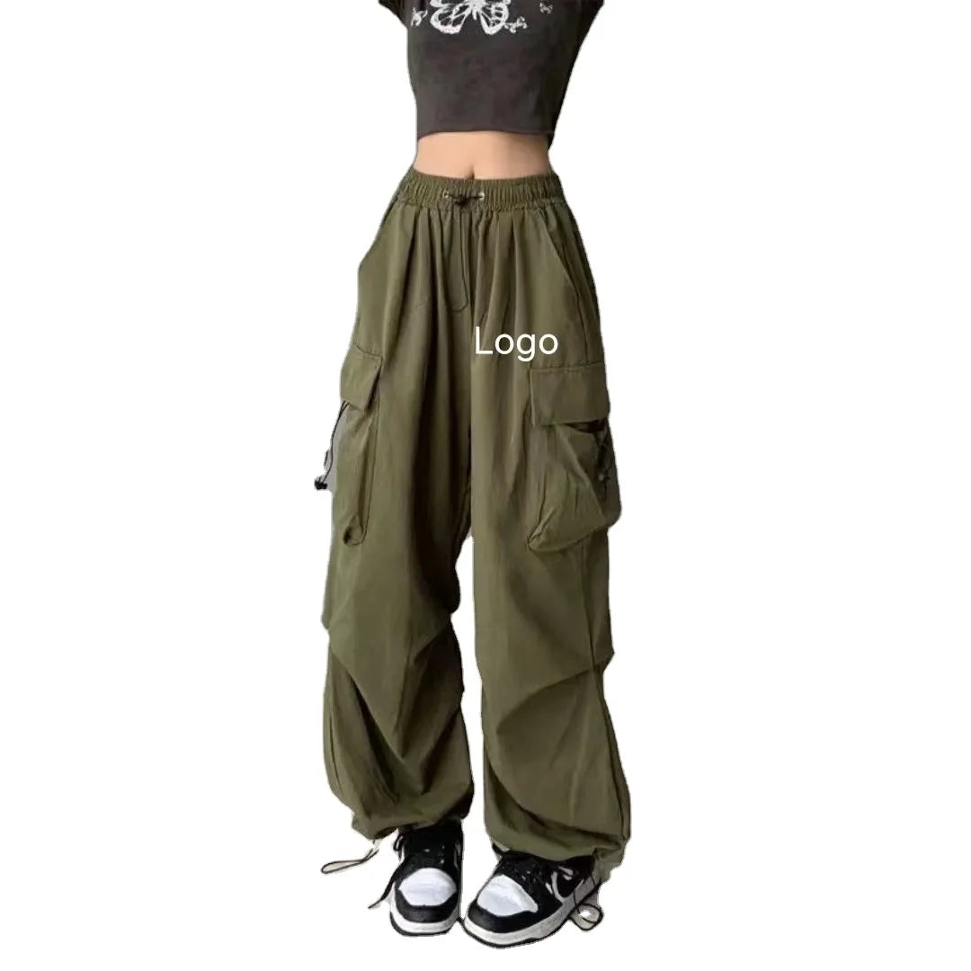 New Women's Street Wear Low Drawstring Waist Parachute Pants Casual Women's Pants