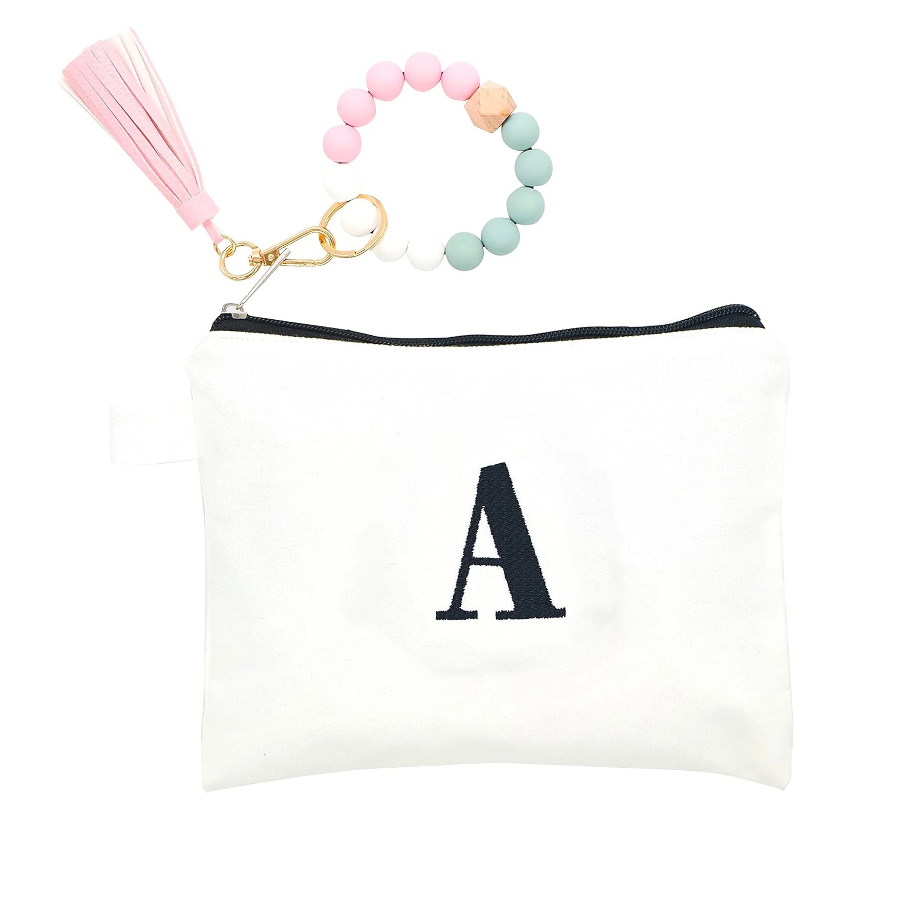 Personalized Birthday Holiday Wedding Bridesmaid Gift Zipper Canvas Embroidery Alphabet Cute Pencil Bag