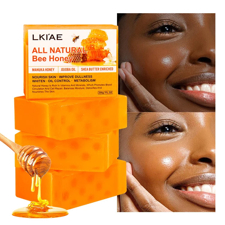 Lkiae Handmade Vitamins AD and E Honey Glow Nourishing Face Whitening Soap for Dry Eczema Sensitive Irritable Skin