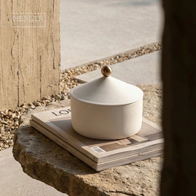 Merlin Living Nordic Golden Dome Jar Plain Color Matte Minimalist Candle Holder Candlestick Home Decor With Ceramic Candle Jar