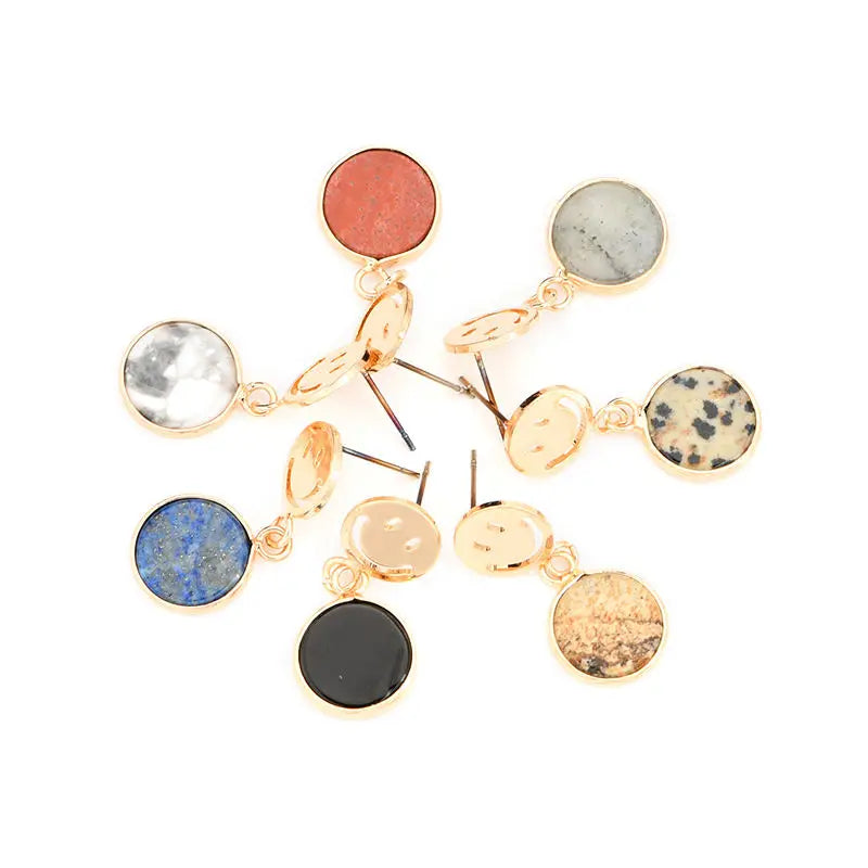 Hot Sale New Jewelry Gemstone Round Earrings Simple Fashion Earrings Design Earrings