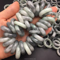 Burma Jadeite Grade a Black Chicken Material Round Strip Ring Jade Parts Small Accessories Jade Crafts Wholesale