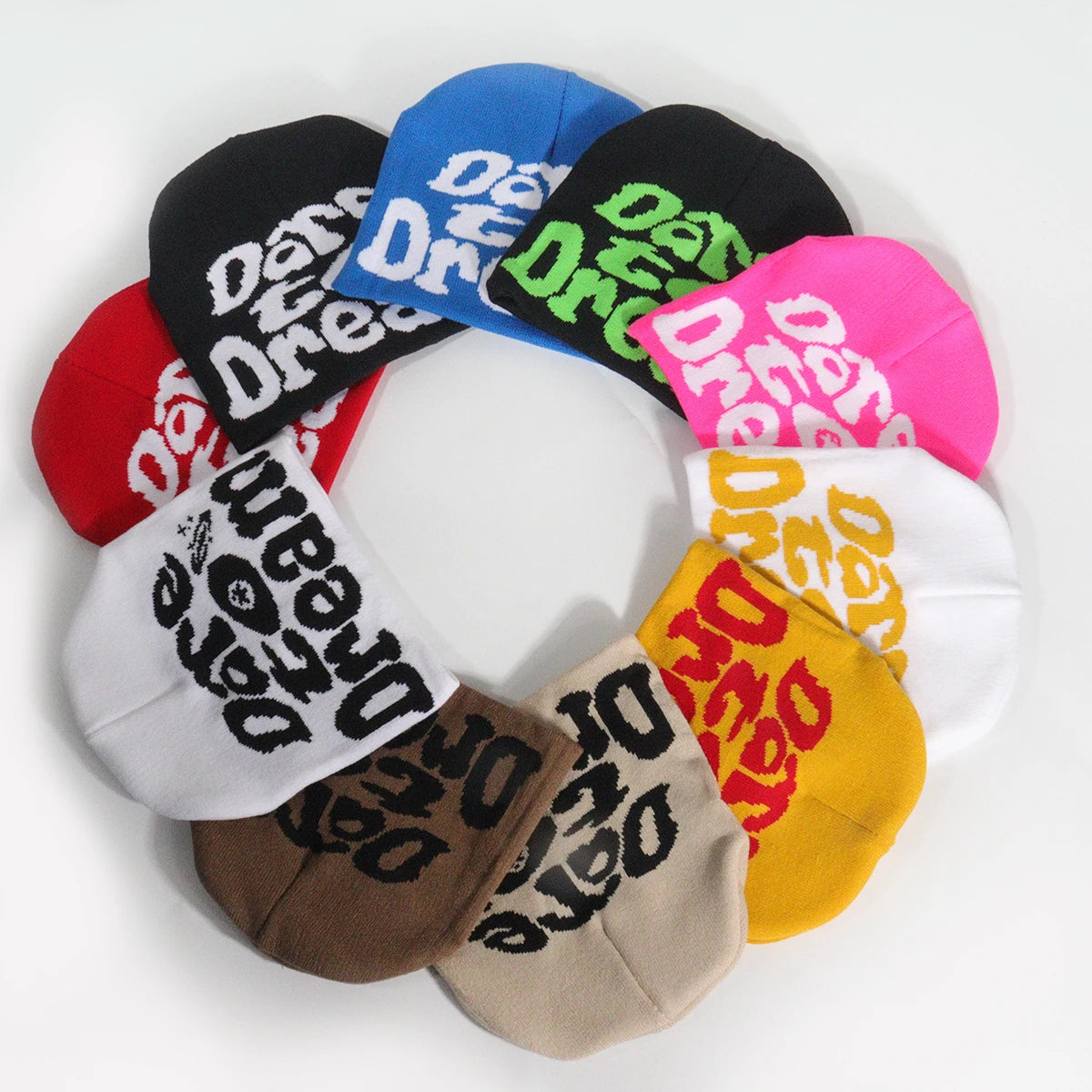 New Arrival Winter Graphic Jacquard Knitted Hat 1pc Dare to Dream Slogan for Cycling Skiing Sports Parties or Daily Use