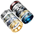 Cheap Wholesale Black Dragon Inlay Anillo Fashion Jewelry Tungsten Men Rings Stainless Steel Ring Rings for Men