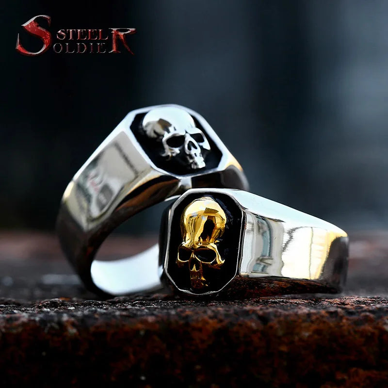 SS8-962R New Stainless Steel Skeleton Skull Ring for Men Punk Rock Gothic Punk Metal Rock Biker Jewelry Accessories Wholesa