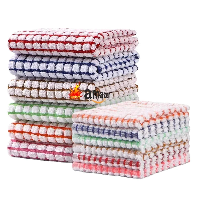 Absorbent Handkerchief Lattice Kitchen Towel Cleaning Dish Cloth Tea Plaid Cotton Soft Square Waffle Style Sustainable Features
