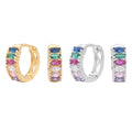 New Fashion Jewelry 925 Sterling Silver Irregular Chic Hoop Earrings Color Zircon Gold Plated Hoop Earring Jewelry for Women