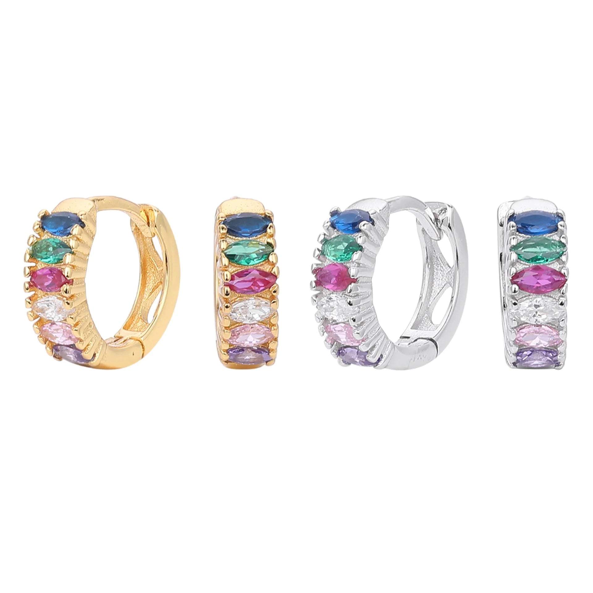New Fashion Jewelry 925 Sterling Silver Irregular Chic Hoop Earrings Color Zircon Gold Plated Hoop Earring Jewelry for Women