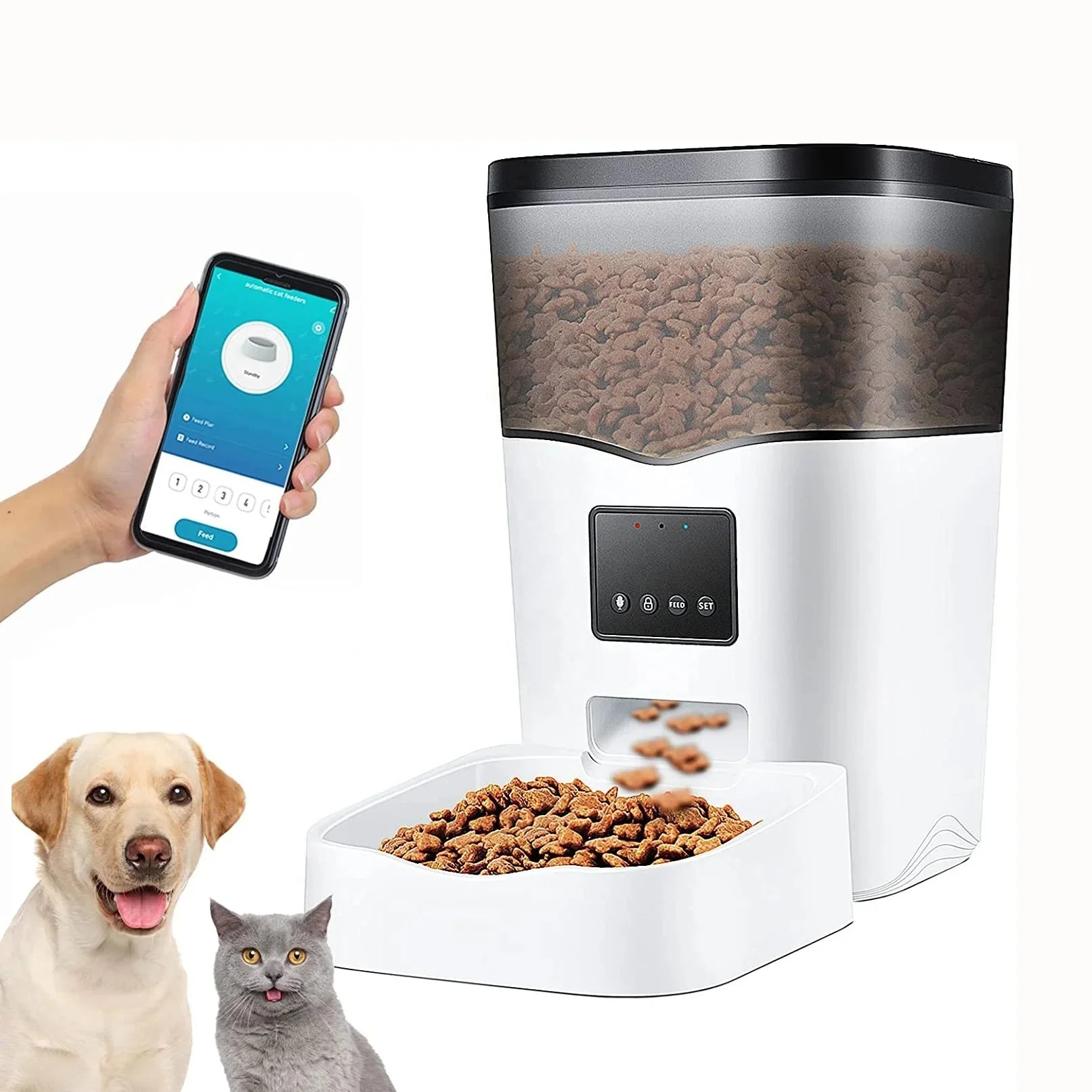 Pet365 3L Smart Pet Feeder Tuya WIFI Dual Power Dog & Cat Dry Food Auto Dispenser 4 Meals Timed Stainless Steel Bowl Feeders