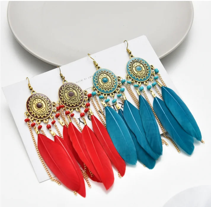 Fashion Chain Tassel Bohemian Rice Beads Ethnic Wind Ear Accessories Wholesale Earrings
