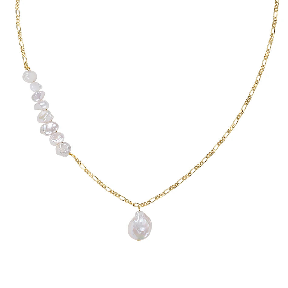 Vermeil Gold Jewelry Dainty 925 Sterling Silver Hand Made Freshwater Pearl Necklace for Women