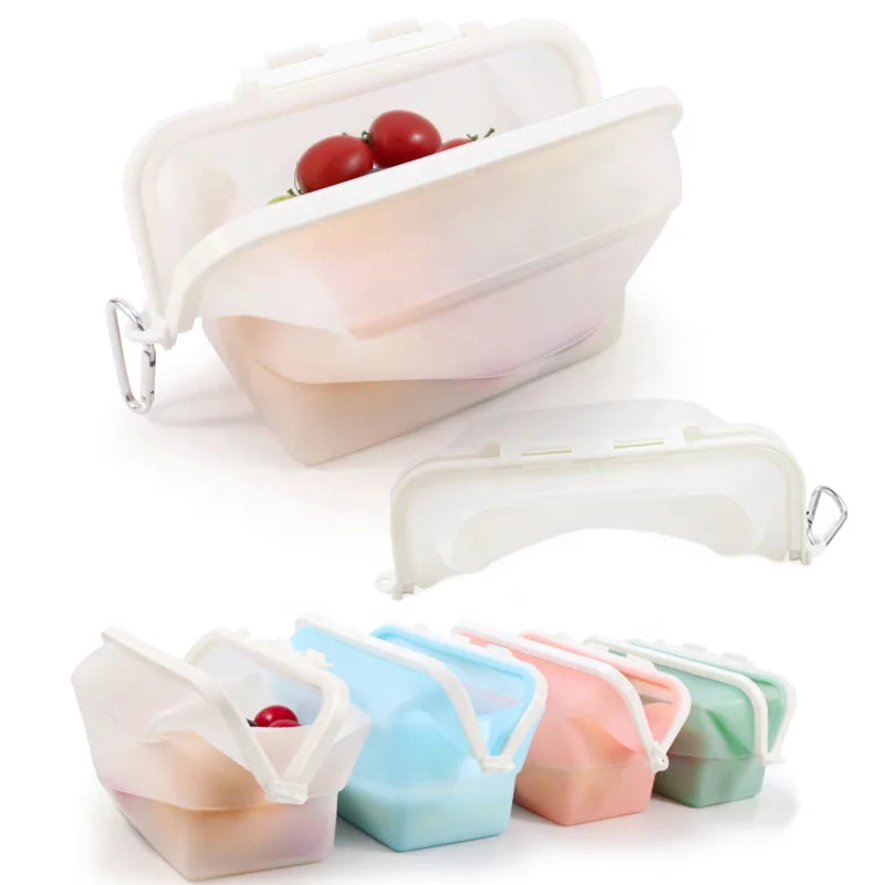 BPA Free Silicone Storage Bags for Foodsnap Close Leak Proof Food Grade Silicone Bagscollapsible Silicone Food Storage Bags