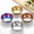 4pcs 3*9cm Diameter Stainless Steel Plant Eco-Friendly Condiment Portion Cups Appetizer Plates Soy Sauce Bowl Serving Saucer