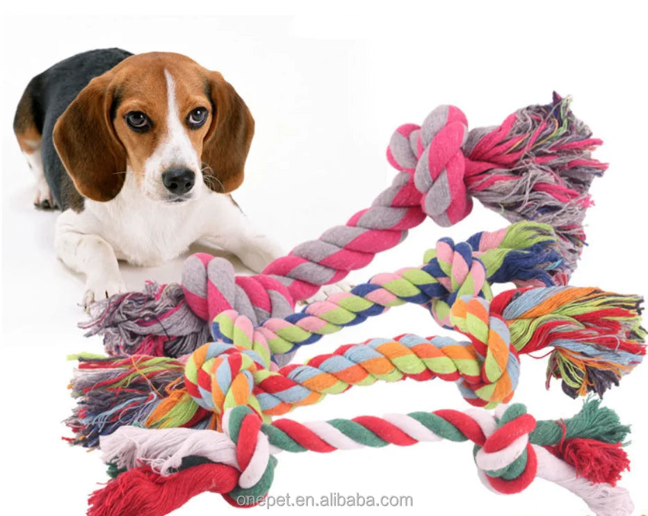 Pet Interactive Bite Rope Braided Double Knot Cotton Rope Dog Teeth Cleaning Dog Rope Knot Toy