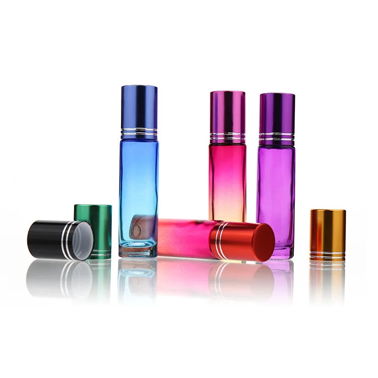 Factory Sell 10 ml Roll on Bottle for Essential Oils Clear Glass Roller Bottles With Natural Crystal Gemstone Roller Balls Top