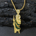 New Diamond-studded Religious Pendant Necklace Hipster Hip Hop Long Twist Chain Pendant Pendant Height 7.8cm* Width 2.6cm