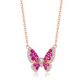 QX Luxury Fine Jewelry Custom OEM Women Quality 18K Rose Glod Plated 925 Sterling Silver Zircon Cute Butterfly Charm Necklaces