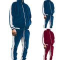 Customized Men's Velvet Tracksuit Side Stripe Velvet Jacket Pants Set Velour Sweatsuit Velvet Tracksuits Gym