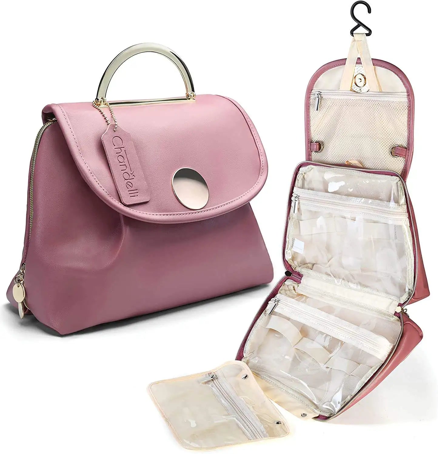 Fashion Travel Cosmetic Bag with Zipper Closure Polyester Material for Women Makeup Organizer