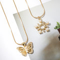 HOVANCI Crystal Butterfly Spinning Sunflower Necklace 18k Gold Plated Necklace Wedding Party Engagement for Women