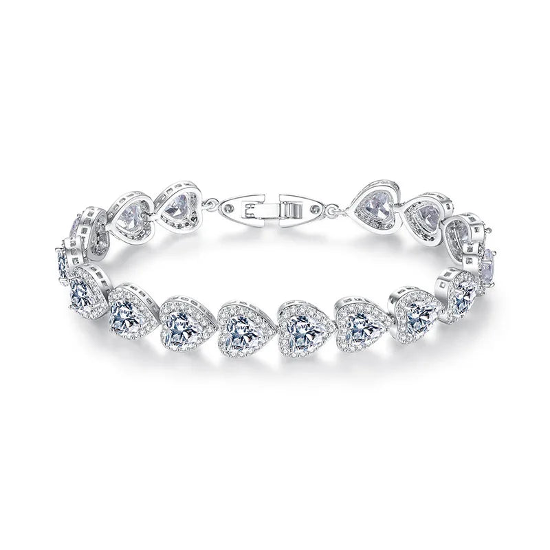 SLBRIDAL Sparkling Trendy Fashion Cubic Zircon Bracelet Girls CZ Daily Bracelet Gift Wedding Bridal Bridesmaids Women Jewelry