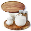 Wood Serving Tray Lazy Susan Organizers Bamboo Vanity Tray Kitchen Turntable Storage for Table Pantry Jewelry Organizer Egg Tray