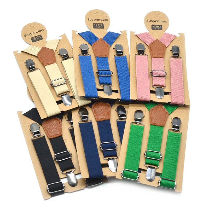 Baby Kids Suspenders 3Clips Elastic Adjustable Boys Girls Braces for Shirts Fashion Black Blue Yellow Pink Children's Suspenders