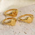 MC252 Wholesale 18K Gold Plated 316L Stainless Steel Engraved Sunflower Flower Ring Female Minimalist Jewelry Chunky Rings