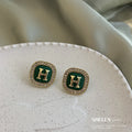2025 Crystal Green Earring Gold Plated Stainless Steel Earring for Women 2022 Fashion Jewellery Earrings