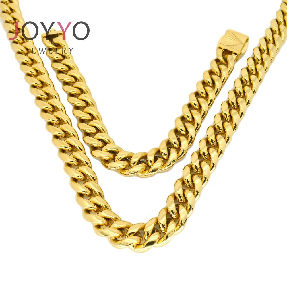 18k Gold Plating Stainless Steel Saudi Gold Jewelry Gold Bracelet Designs Men Necklaces and Bracelet Jewelry Set