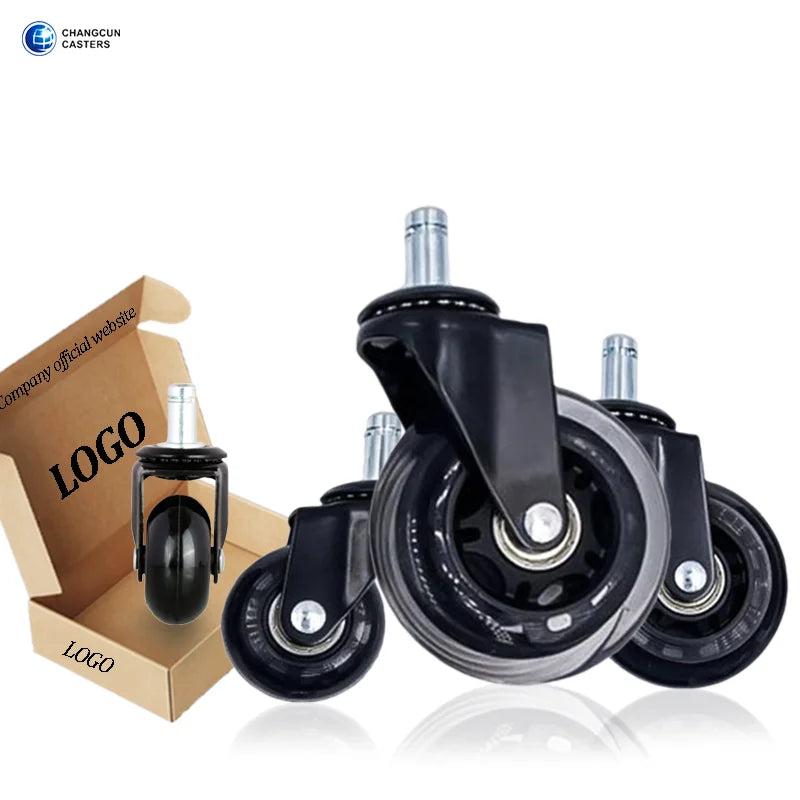 2/2.5/3 Inch Swivel Light Duty Furniture Castor Anti Scratch Strong Rubber Cart Chair Wheel Removable Offical Chair Caster Wheel