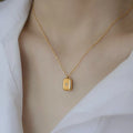 Stainless Steel Rectangle Square Star Gem Pendant Necklace Waterdrop Oval  North Star DIY Custom Clavicle Chain Wholesale Cheap