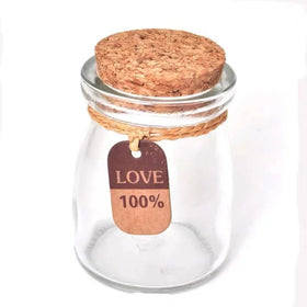 Transparent Glass Pudding Bottle with Cork Lid Screen Printing for Candy and Chocolate Storage