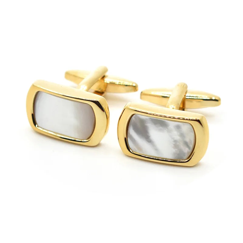 Wholesale Mother of Pearl Natural Stone Cufflinks Custom Men's Suit Shirt Fashion Accessory Wedding Tuxedo Trendy Jewelry Gift