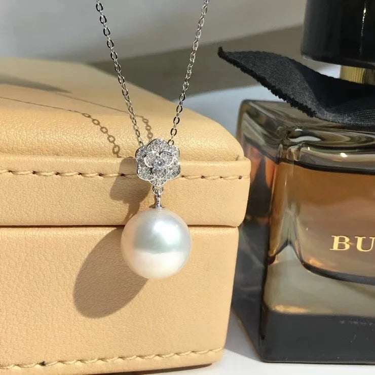 P440 12-13mm DIY Natural  Freshwater Pearl Charm Pendant Necklace Chain Accessory 925 Sterling Silver Jewelry for Women