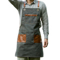 Fashion Korean Version Apron Resistant Waistcoat Gardener Carpenter Kitchen Accessories Multifunctional Leather Packet Apron
