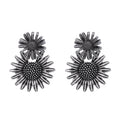 Fashion Za Style Silver Plated Sunflower Earrings Heavy Metal  Women Earrings Jewelry