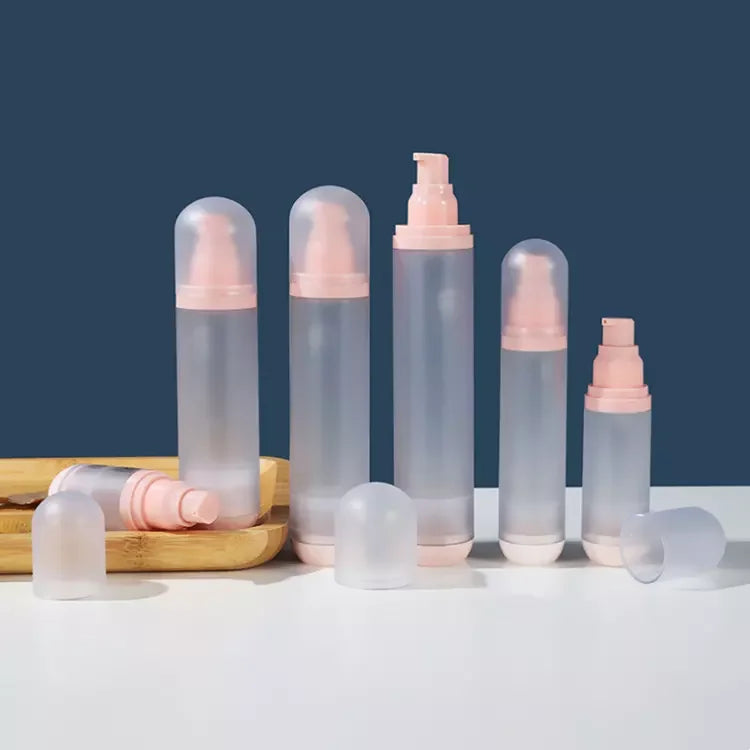 New Arrival PETG 15ml 30ml 50ml 80ml 100ml 120ml Plastic Cosmetic Packaging pink and Frosted Color Luxury Airless Bottle