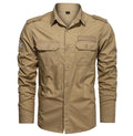 Wholesale Outdoor Cargo Shirt Autumn Men's Casual Loose Long Sleeved Shirt New Plus Size Solid Color Shirts Top