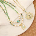 Stainless Steel Fashion Natural Stone Crystal Necklace Eye Sunflower Non-fading Choker