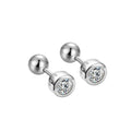Simple Fashion Stud 925 Sterling Silver Tiny Geometric Round CZ Screw Back Earrings Set for Women Fine Jewelry Wholesale