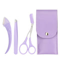New Arrival 3pcs Makeup Purple Tweezers Extension Scissor Razor Eyebrow Grooming Kit for Eyebrow Trimmer